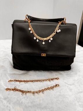 Gold Pearl Chain Strap Set of 3 Replacement Purse Straps Handbag Chain Accessory